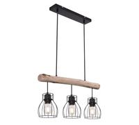 Globo Lighting Mina lampe suspendue 3x40 W noir-bois 15326-3N