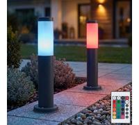 Lot de 2 lampadaires d'extérieur LED RGB DIMMABLE jardin terrasse REMOTE CONTROL lampadaire inox