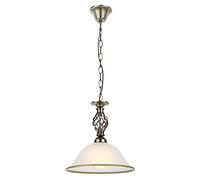 Globo 60208H Suspension intemporelle en laiton vieilli et verre satiné, bord peint en laiton vieilli