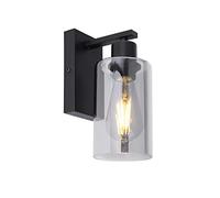Globo Applique murale LED en verre fumé avec abat-jour cylindrique Ø 10 cm, métal noir