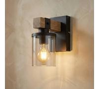 Globo Applique murale Lila, dimmable, bois foncé, Salon / Salle à manger, Bois, Maison de campagne / Rustique, Applique