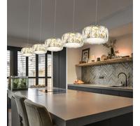 Globo ARUM Lampe Suspendue LED Plafond Pendante Chrom Cristal Clair 4-6