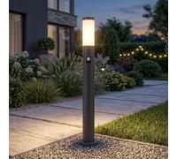 Lampadaire de jardin lampe de jardin en acier inoxydable avec détecteur de mouvement anthracite E27 éclairage de chemin de jardin, 3 réglages de capteur, 1x E27, H 80 cm