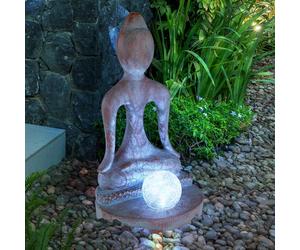 Globo Buddha Solarlampe Extérieure Figurine Décorative 30 cm Verre Boule