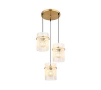 Suspension Lampe de table à manger Lampe à suspendre Salon 3 flammes, métal noir bois brun verre fumé, 3x E27, DxH 47 x 140 cm