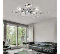 Globo Deckenlampe 5 Lumières Design Floral Feuillage Argent Chrome 71 x 16 cm