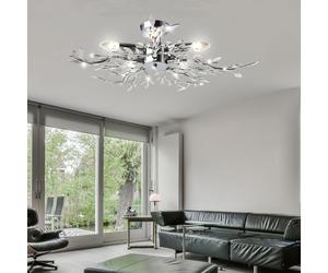 Globo Deckenlampe 5 Lumières Design Floral Feuillage Argent Chrome 71 x 16 cm