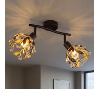 Plafonnier LED, lampe de salon, orientable, métal noir, L 25 cm