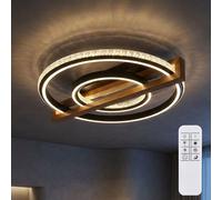 Globo Deckenlampe Holzleuchte Mit Fernbedienung Kristalle Dimmbar L 50 cm