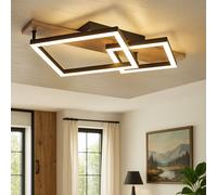 Globo Deckenlampe LED Design Carrée Opal Bois Noir 31x47,5x8,5 cm