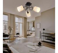 Globo Deckenlampe Rondell 3 Lumières Moderne Bois Métal Textil, 46 cm