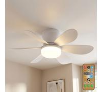 Ventilateur de plafond LED Lampe de salon Variable Blanc Métal H 16,5 cm
