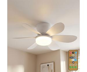 Globo Deckenventilator Mit Lampe LED Weiß Fernbedienung Dimmer 3 Stufen