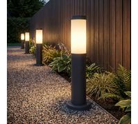 Lampe de chemin lumineuse sur pied en acier inoxydable, lampadaire d'extérieur anthracite, borne d'éclairage, plastique opale, LED 11W 1055Lm blanc chaud, H 45 cm, lot de 4