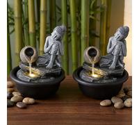 2x Fontaine Bouddha Fontaine d'intérieur Cascade Cascade grise Deko LED H 19 cm