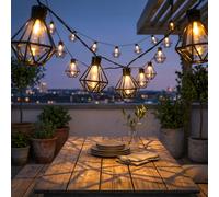 Globo Guirlande Lumineuse Solaire LED 10 L Observateur Noir IP44 Vintage 230 cm