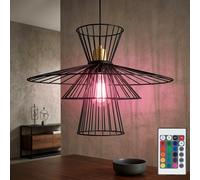 Suspension à intensité variable avec télécommande, luminaire de salle à manger, plafonnier rétro suspendu en forme de cage, changement de couleur RGB, 8,5 W, 806 lm, blanc chaud, L x H 45 x 150 cm