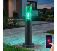Lampe d'extérieur de chemin d'accès lampadaire en acier inoxydable anthracite, fumée, contrôle par application dimmable, 1x Smart RGB LED 10W 806Lm, DxH 7,6x45cm