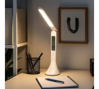 Lampe de table variateur tactile lampe de bureau horloge lampe de table de bureau mobile, blanc, LED 4W 195Lm blanc neutre, LxH 19x26 cm