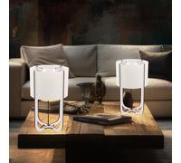 Lampe de table bois blanc lampe de chevet abat-jour textile lampe d'appoint lampe de table, MDF, LED 1,27W 110Lm 6500K, DxH 15x25 cm, lot de 2