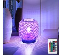 Globo Lampe De Table LED RGB En Bambou Nature Avec Variateur Et Télécommande