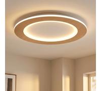Globo Lampe Decken LED Moderne Rond Métal Blanc Aspect Bois 40 cm