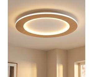 Globo Lampe Decken LED Moderne Rond Métal Blanc Aspect Bois 40 cm