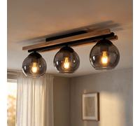 Globo Lampe Decken Plafond LED 3 Lm Noir Marron Verre Fumé 3 Lampes E27