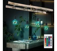 Globo Lampe Decken RGB LED Vintage Marron En Bois Avec Télécommande Dimmable