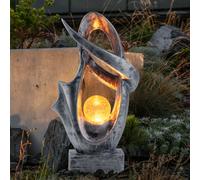 Lampe solaire pour décoration de jardin extérieur lampe de terrasse sol extérieur lampe solaire extérieur debout, avec effet de feu, boule de verre craquelée, 1x LED 3000K, LxH 25,5x45 cm