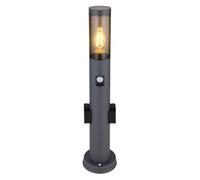Lampe à Pied Détecteur de Mouvement 2x Prise Lampe Itinéraires Anthracite Fumée