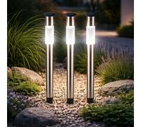 Globo Lampe Extérieure Solaire LED en Acier Inox, Piquet, 3er Set