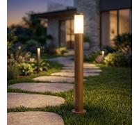 Globo Lampe Extérieure Sur Pied En Acier Inoxydable IP44 Bois E27 110 cm [EEK: Non noté]