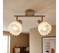 Plafonnier LED, spot de plafond, lampe de salon, orientable, métal beige, L 25 cm