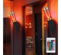 Applique murale dimmable avec télécommande LED Applique murale extérieure jardin cuivre fumé Torche extérieure, changement de couleur RGB, noir fumé, 8,5W 806lm blanc chaud, LxH 7,6x41 cm, lot de 2