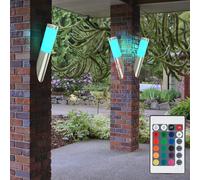Applique murale d'extérieur avec détecteur de mouvement, applique murale dimmable avec télécommande, lampe de jardin, lampe de terrasse, acier inoxydable argent, 3x 9W 3x 806 lumens, blanc chaud, DxH