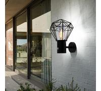 Applique murale d'extérieur Lampe murale LED avec détecteur de mouvement Lampe de jardin détecteur de mouvement, grille diamant noir, 7W 806 lm blanc chaud, LxH 22,5x34 cm