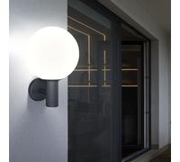 Applique d'extérieur applique murale jardin inox applique murale boule de verre blanc, inox anthracite, 1x E27, DxH 25x37 cm