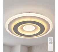 Plafonnier LED télécommande lampe lumière du jour plafonnier dimmable lampe de salon lampe de salle à manger, fonction mémoire fixable CCT, métal, opale anthracite, 21 watt 1365 lumens, D x H 30 x 5,5