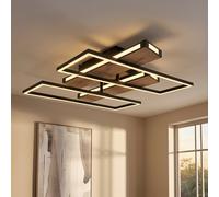 Globo Lampe Plafond LED Deckenleuchte Rectangle Alu Noir Fonction Mémoire