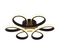 Plafonnier LED, lampe de salon, métal noir, blanc chaud, L 40 cm