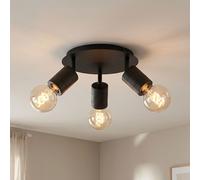Plafonnier LED, spot, lampe de salon, spots orientables, noir, D 28 cm