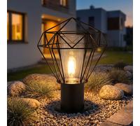 Lampadaire extérieur lampadaire extérieur jardin noir Lampadaire extérieur inox, abat-jour treillis design industriel, 1x E27, H 31,5 cm