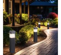 Lampes enfichables, lampes solaires, lampadaires, lampes d'extérieur, lampes de jardin, batterie rechargeable IP44, gris satiné, 4x LED 0,06 watt blanc chaud, HxLxl 38,5x5,8x5,8 cm, lot de 4