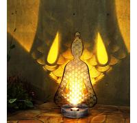 Globo Lampe Solaire Extérieure Bouddha LED Décorative, Argent Noir