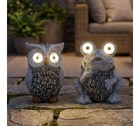 Globo Lampe Solaire Extérieure Jardin Sculpture Chouette Grenouille LED Set 2