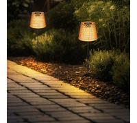 Lampe Extérieure Solaire en Cristal Noir LED de Jardin Ambre Pointe 2x