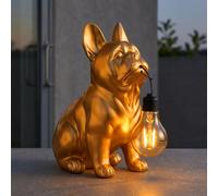 Globo Lampe Solaire Extérieure LED Décorative Chien Bouledogue Doré IP44