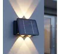 Lampe de Mur Extérieur Lampe Solaire LED Feu Avant Noir Haut Bas Luminaire