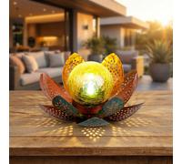 Globo Lampe Solaire LED Décorative Loto Crackle Verre Ambre Doré Balcon IP44